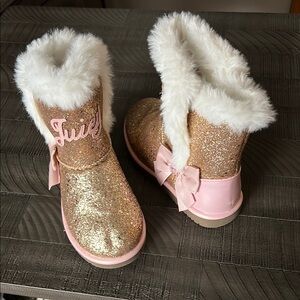 Juicy Couture Kids Glitter Boots - Gold and Pink